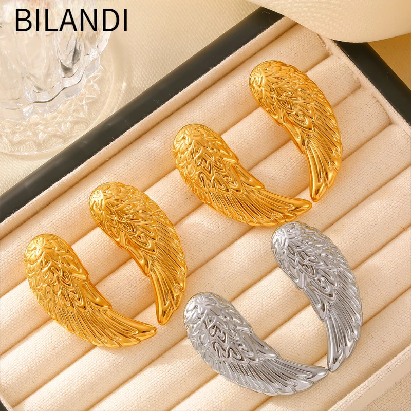 

Bilandi Fashion Jewelry Vintage Temperament Metal Wing Earrings For Women Party Gifts Delicate Design Ear Accessories