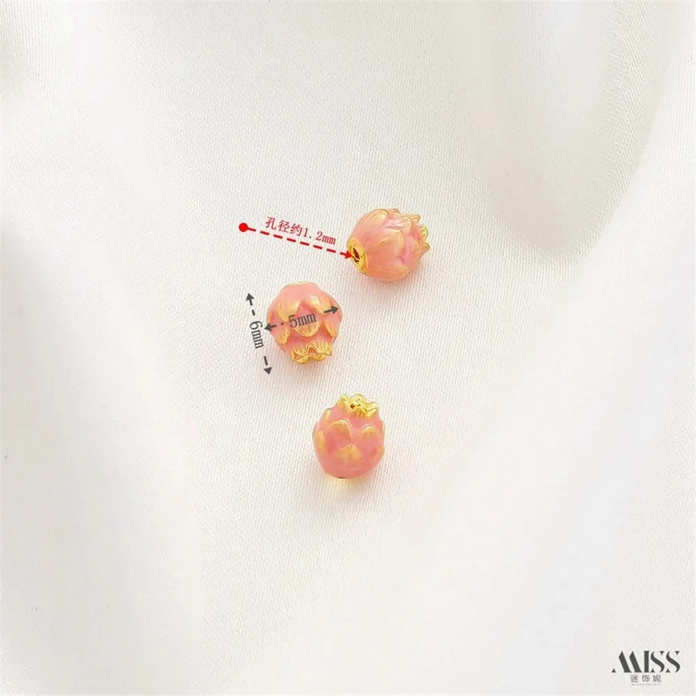 Strong Color Retention Rouge Pink Jingtai Blue Lotus Blessing Peach Blossom Bead Diy Bracelet Necklace String Jewelry Accessorie