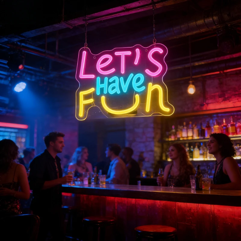 

Lets Have Fun Neon Sign LED Colorful Design for Bedroom Living Room Party Decor USB Powered Neon Light Gift Joyful Vibe Wall Art