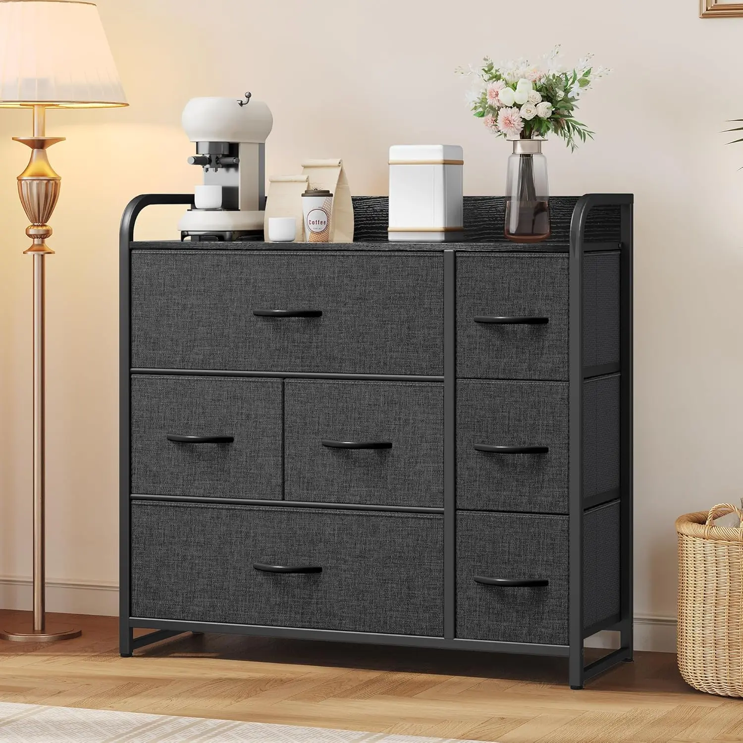 YITAHOME Dresser with 7 Drawers Storage Tower, Organizer Unit for Bedroom, Living Room, Hallway, Closets & Sturdy Steel Frame,