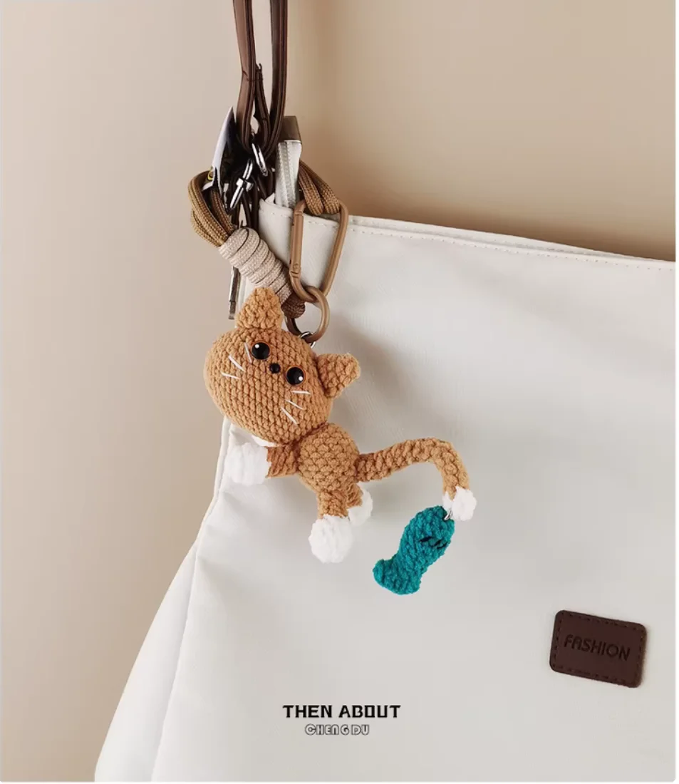 

Cute back kitten fishing bag pendant pendant Keychain pendant small high sense gift.