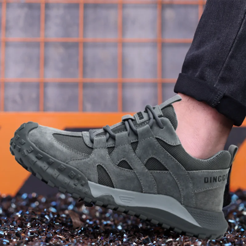 Scarpe di sicurezza con fondo in gomma Scarpe protettive con suola morbida grigia leggera Scarpe isolanti di sicurezza da uomo Scarpe con punta in plastica indossabili da uomo