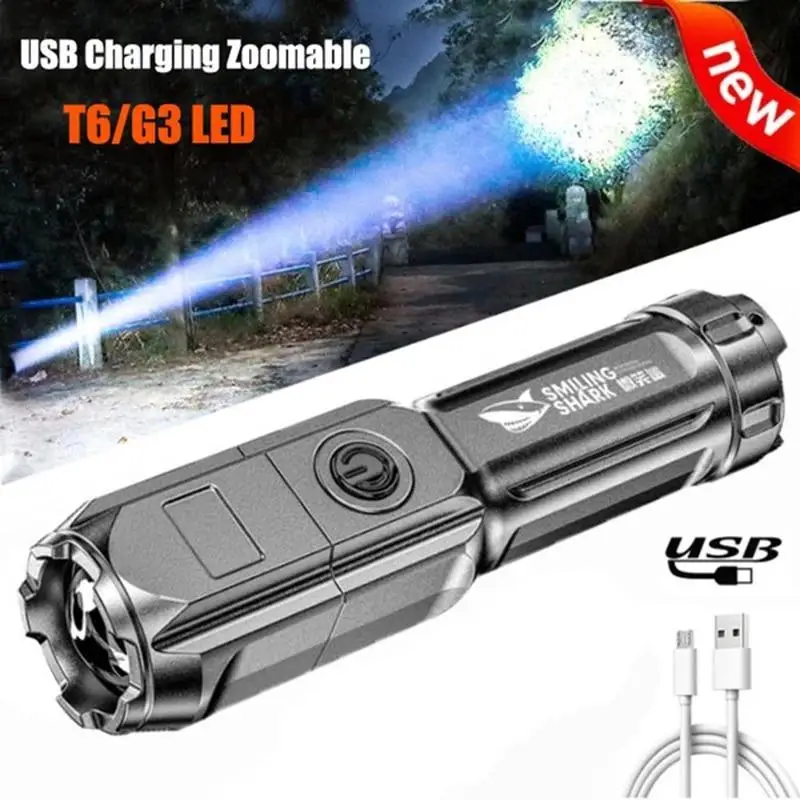 

Powerful LED Flashlight Rechargeable USB Zoom Tactical Flashlight Outdoor Lighting LED Light Waterproof