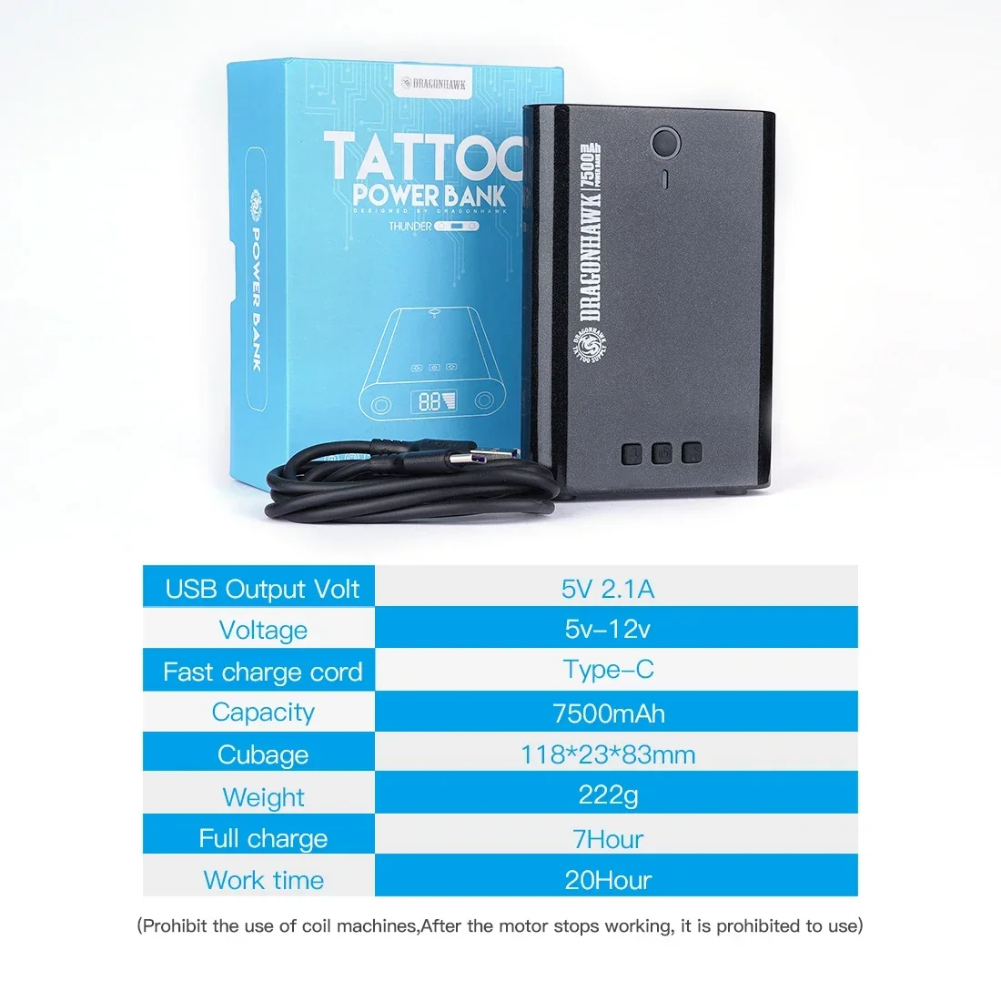 Dragonhawk New LCD Tattoo Power Bank Convenient To Carry Rechargeable Tattoo Machine Battery Power Box Wireless Power Supply