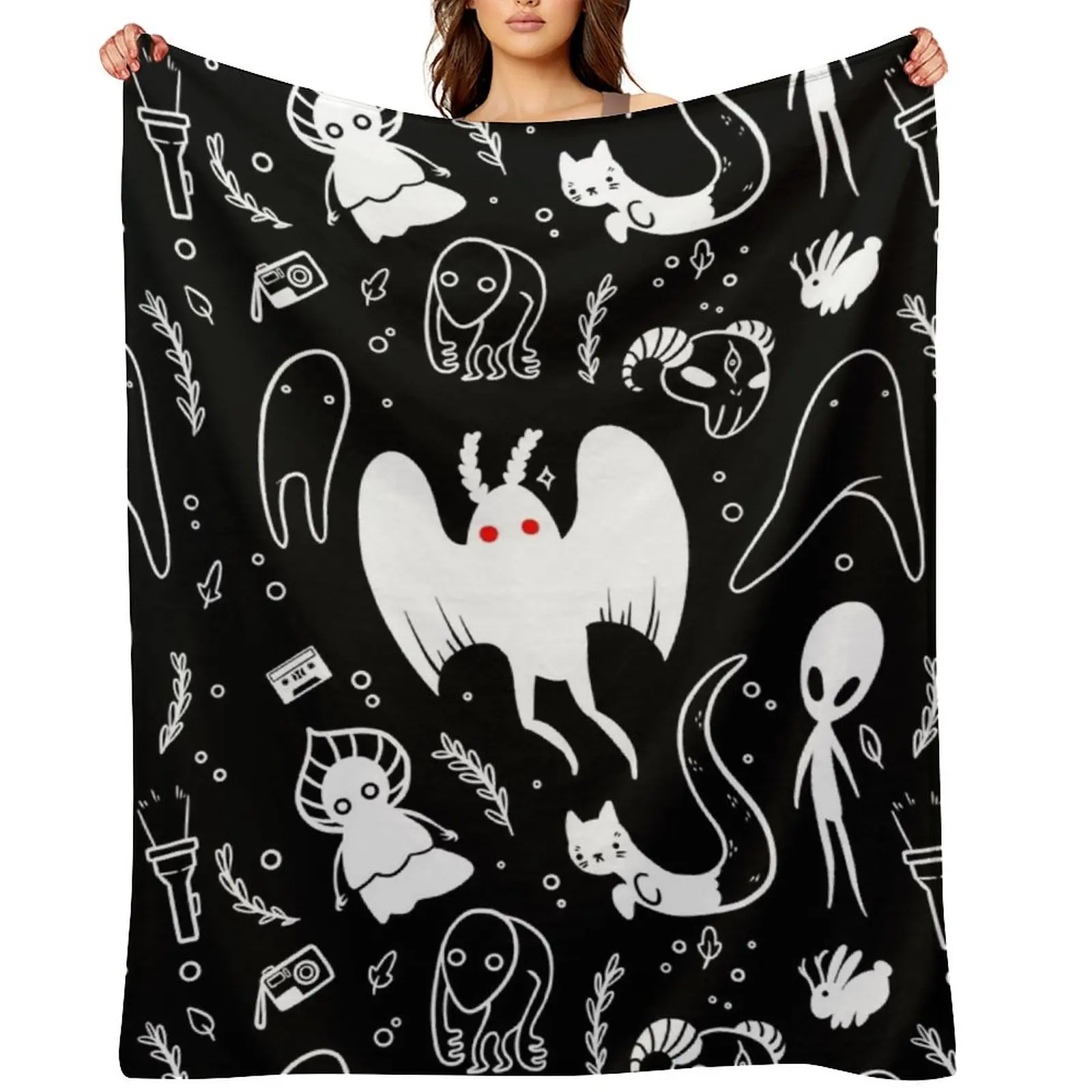 

cryptids in black Throw Blanket cosplay anime Travel Loose funny gift Blankets