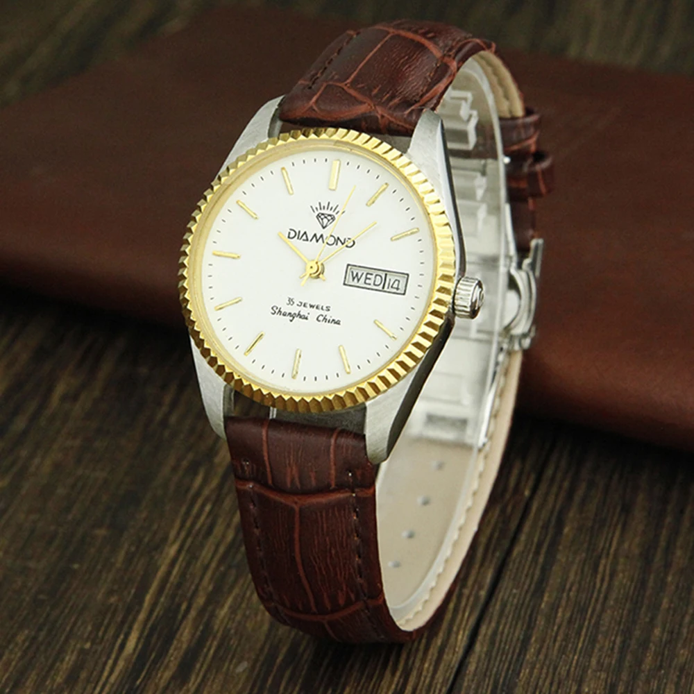 Shanghai Watch Men Automatic Vintage 34mm Mechanical Wristwatches Antique Diamond Brand Watches 1963 Retro Clock Gift For Father