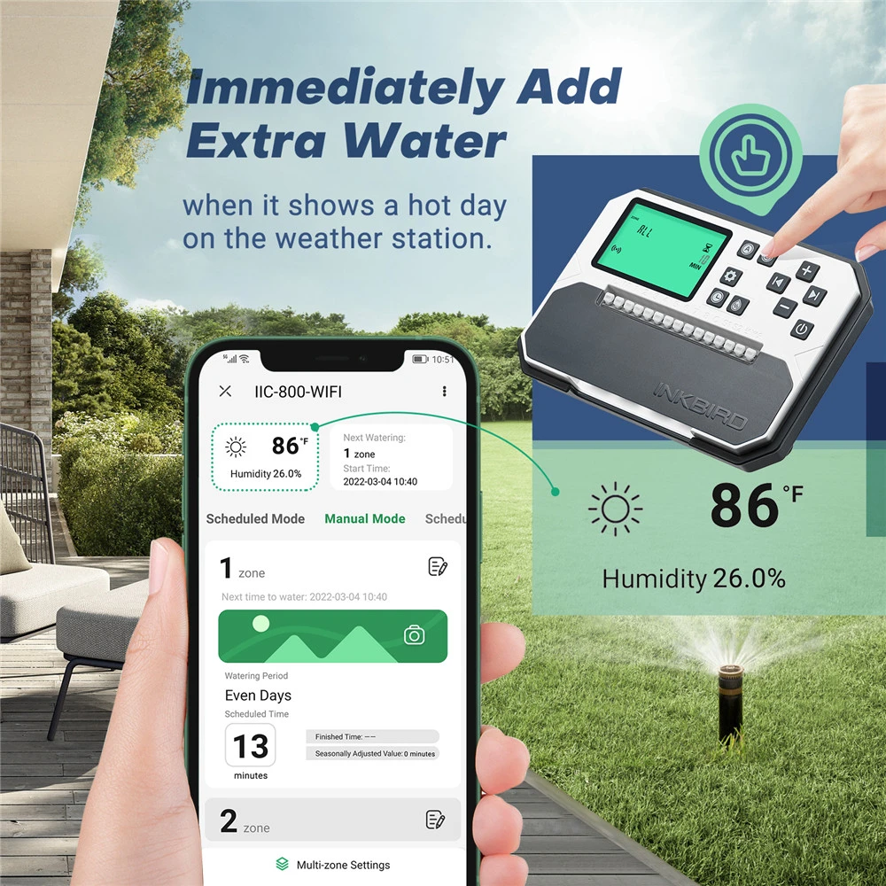 Imagem -05 - Inkbird Wi-fi Inteligente 8-zona de Controlador de Aspersão de Rega Irrigação Temporizador com Aplicativo Gratuito de Monitoramento de Ajustamento Sazonal Chuva Pular
