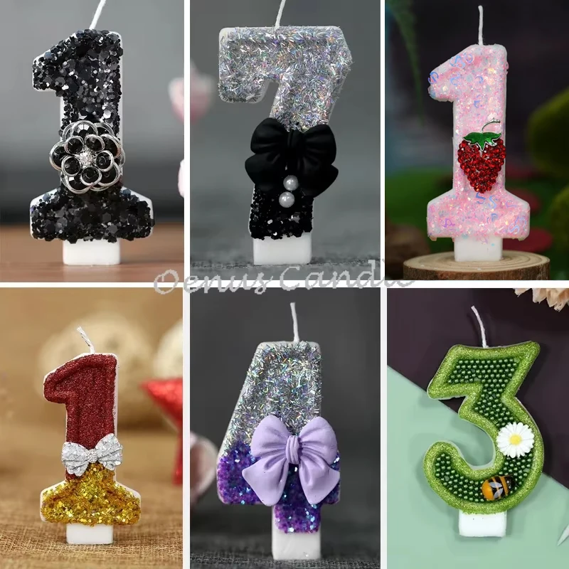 

Children's Birthday Candles 0-9 Number Mermaid Seashell Candles for Cake Toppers Decoration Birthday Sparking Candle for Kids