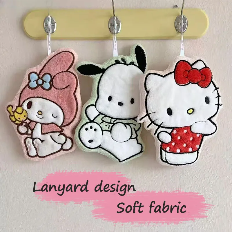 سانريو مرحبا كيتي منشفة اليد المطبخ الحمام الأحمر كرة اليد مع حلقة معلقة التجفيف السريع منشفة ناعمة ماصة أداة المنزل #2