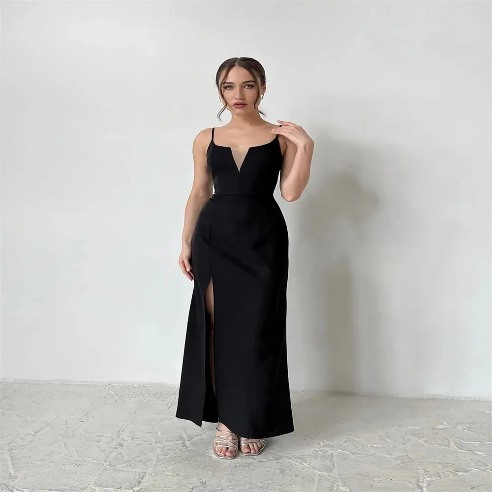 

Long Evening Dresses Women Elegant Black Prom Dresses 2024 Sleeveless High Side Slit Cocktail Formal Gown New فساتين الحفلات