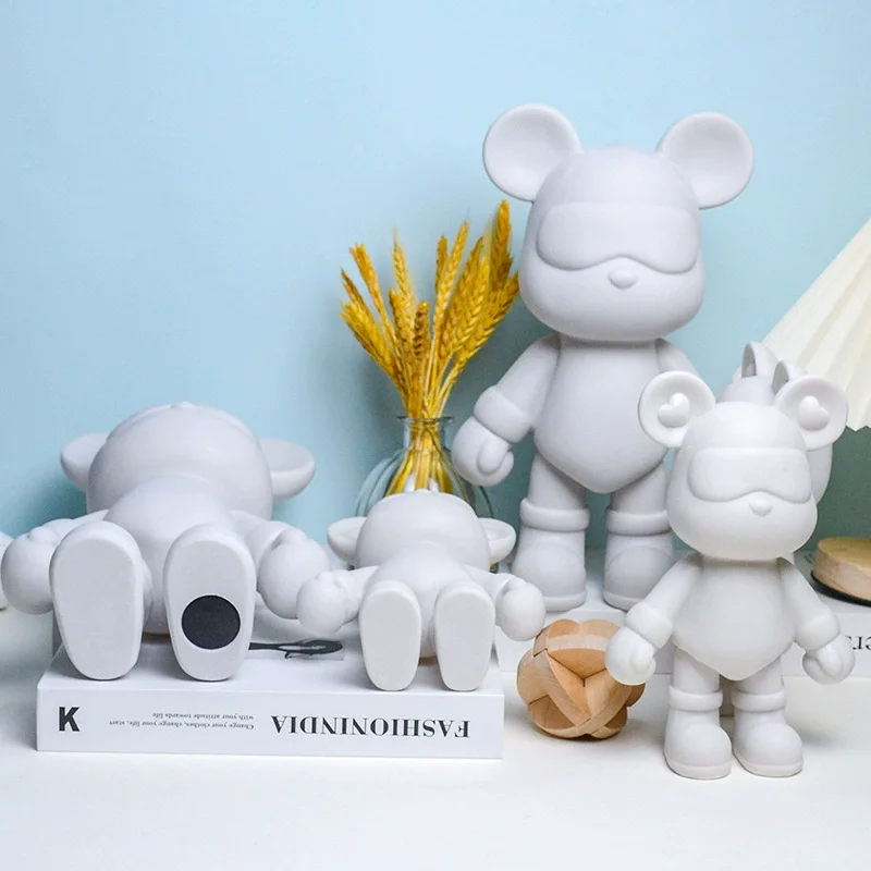 DIY Fluid Cool Bear Sculpture Handmade Bearbrick Doll Ornaments Violent Bear Graffiti Painting Parent-child Toy Gift Home Decor