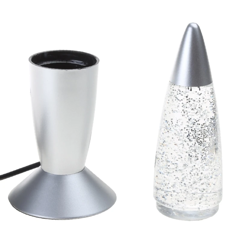 USB Lava Lamp Rocket-shaped Body LED Flashing Lamp Party Decorations Bedside Night Light Christmas Gift Plastic Material