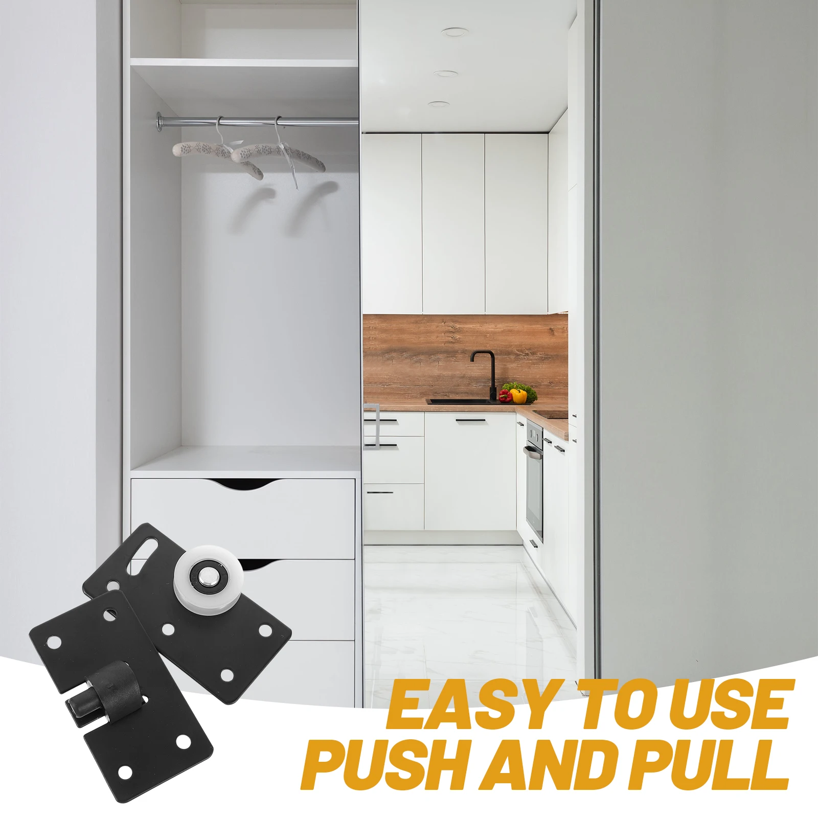 

2 Pcs Sliding Door Pulley System Cabinet Rollers Shoebox Wheel Guides for Doors