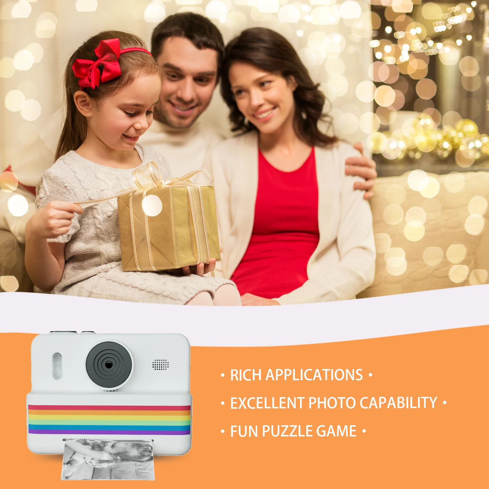 kids Instant Camera, Front Rear Dual Selfie Kids Camera with 720P Videos, Holiday&Travel Birthday Gifts for Kids Age 4+