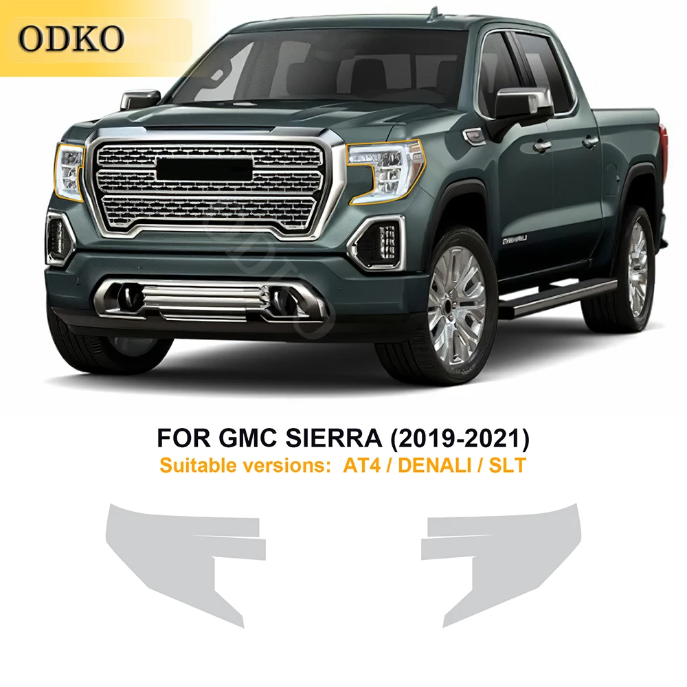 Pre Cut PPF Headlight Paint Protection Film for GMC Sierra AT4 DENALI SLT 2019-2021 8.5mil TPU Clear Bra Car Styling