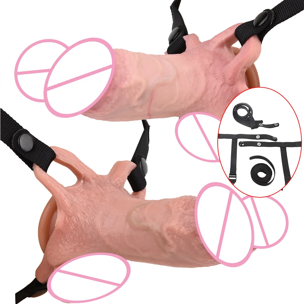 SXXY Adjustable Strapon Penis Sleeve насадка на член For Men Adult 18+ Delay Ejaculation Flexible Hollow Realistic Dildo Sleeve view 4