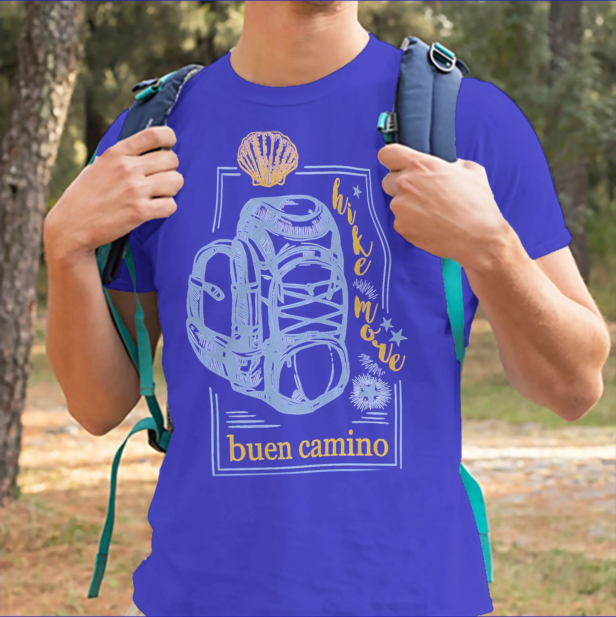 Camiseta Vintage Buen Camino de Santiago para Homens e Mulheres, Camiseta de Manga Curta, 100% Algodão, Roupas Plus Size