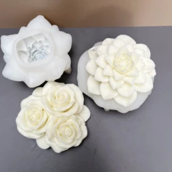 3D Large Lotus Flowers Candle Silicone Mold Flower Peony Flower Rose Candle Mould Christmas Gift Resin Mold Gypsum Molds