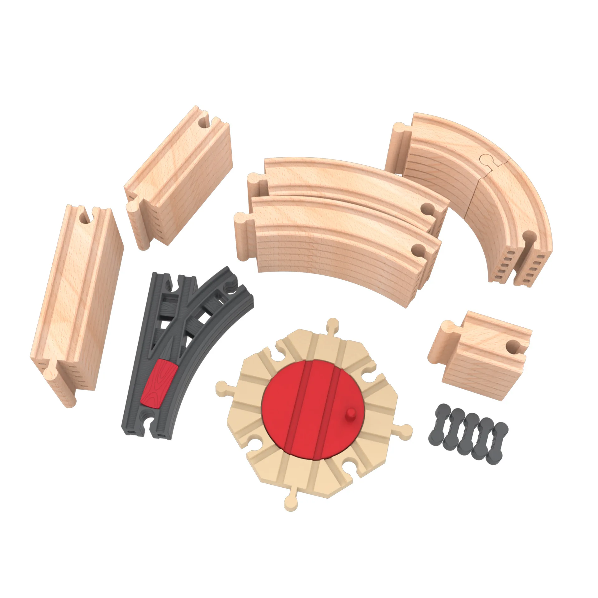 Zestaw rozszerzeń do drewnianej toru, zabawki dla dzieci - elektryczny samochodzik, drewniany zestaw do składania toru, puzzle, klocki konstrukcyjne, akcesoria DIY z drewna bukowego, XT218