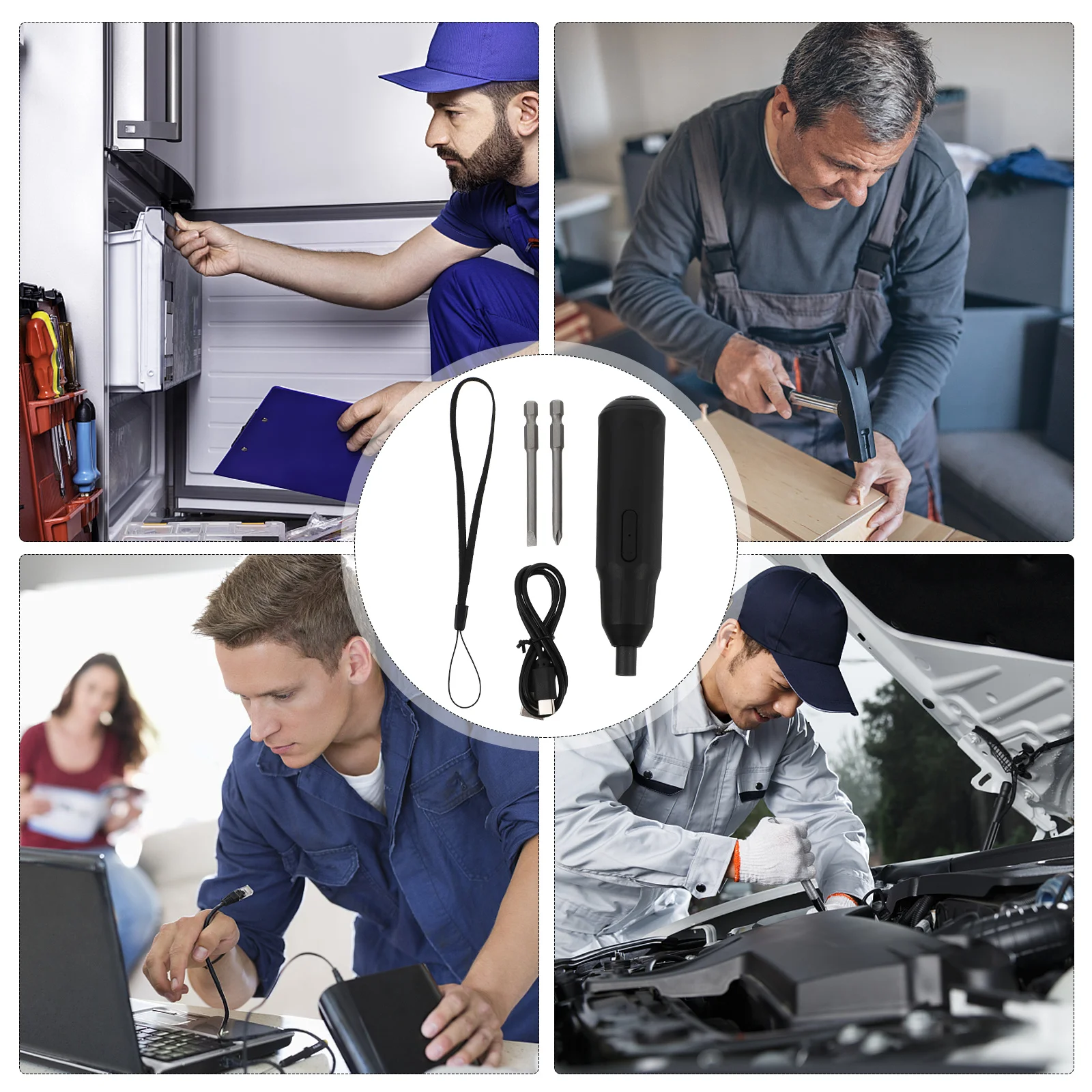 

1Set 3.6V Mini Cordless Electric Screwdriver Rechargeable Wireless Tool for Home DIY Furniture Repair USB Charging