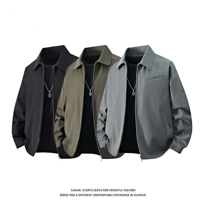 

Pop New Winter Men's Jacket Light Business Casual Versatile Reversible Collar Vintage Oversized Youth Men's Coat Outerwear Top