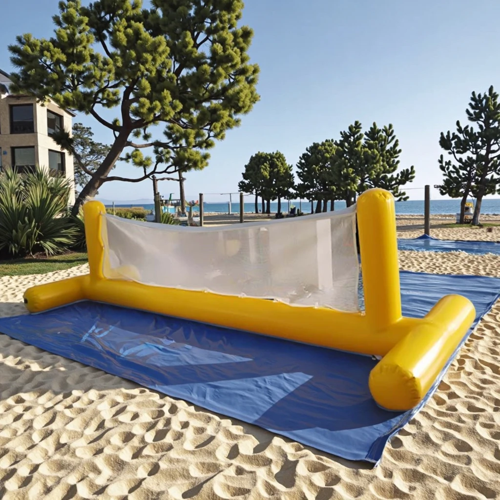 Yellow Inflatable Water Sports Toy Floating Volleyball Court Fence for Pool Lake Beach Resort Games and Party Activities