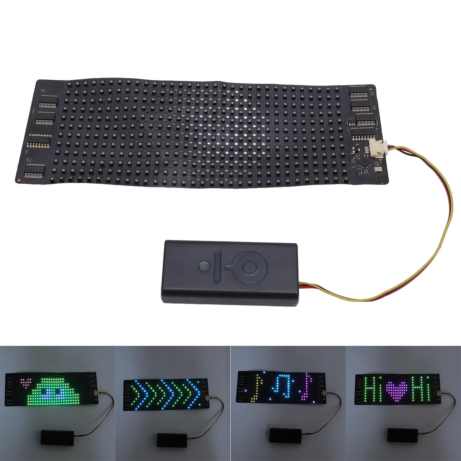 Flexible LED Display 12x32 Resolution APP Control HD Full Color LED Sign Screen for Bag Hat Glasses 158.5x58mm