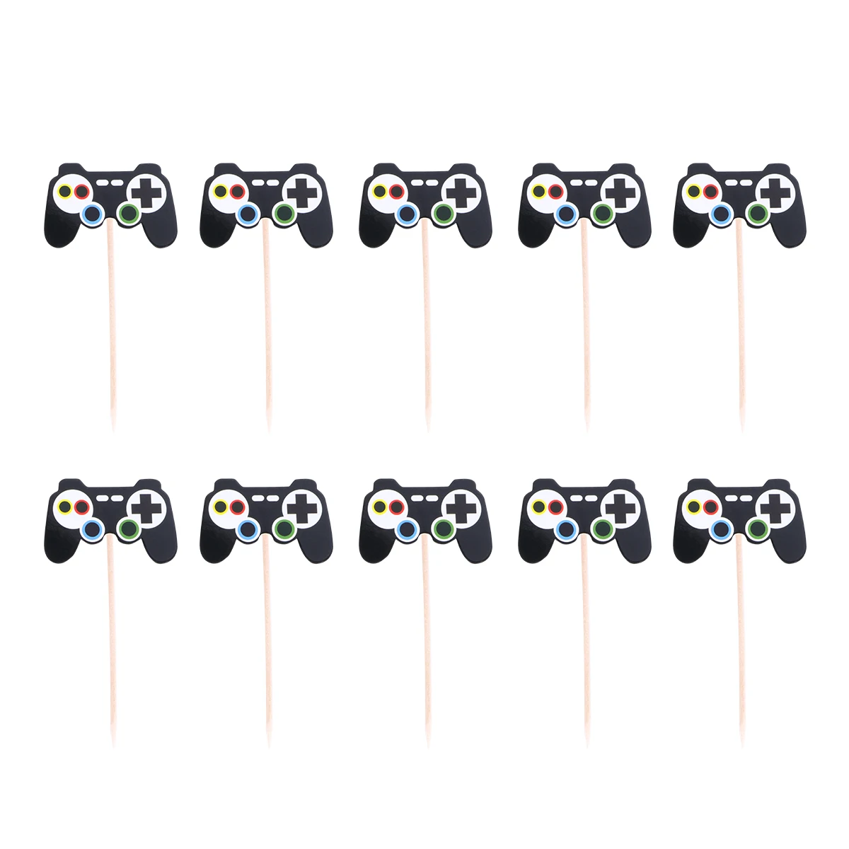 

24 pcs Gamepad Shaped Cake Toppers Safe Eco Friendly Dessert Cards Birthday Party Decoration Reusable Cake Picks