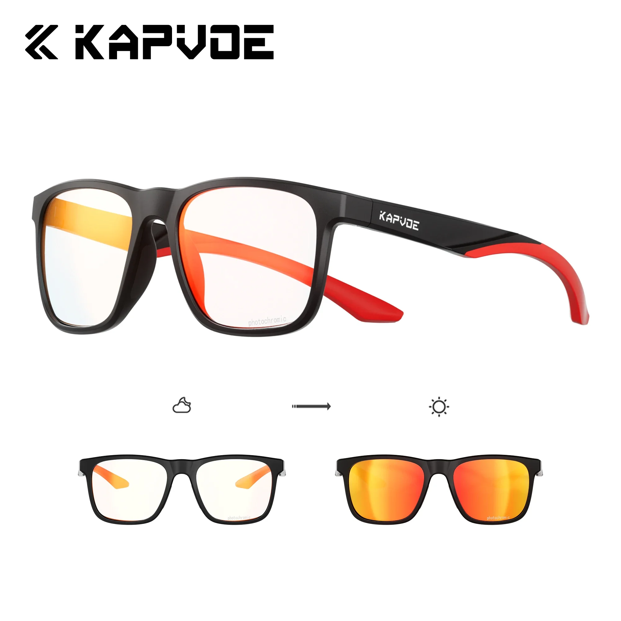 Kapvoe Photochrome Brille, polarisierte Sonnenbrille für Herren, leichter Rahmen, blendfrei, Fahren, Angeln, Golf, draußen, Laufen, Damen