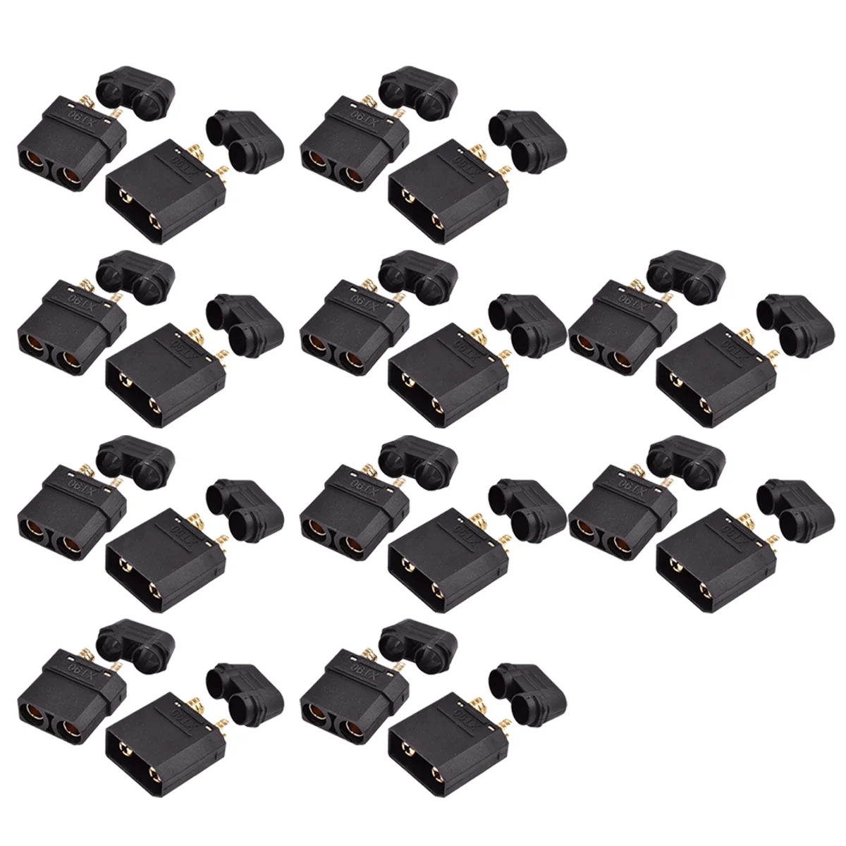 AA98 10쌍 XT90 커넥터, RC Lipo 배터리 ESC 모터용 검정색 암수 플러그