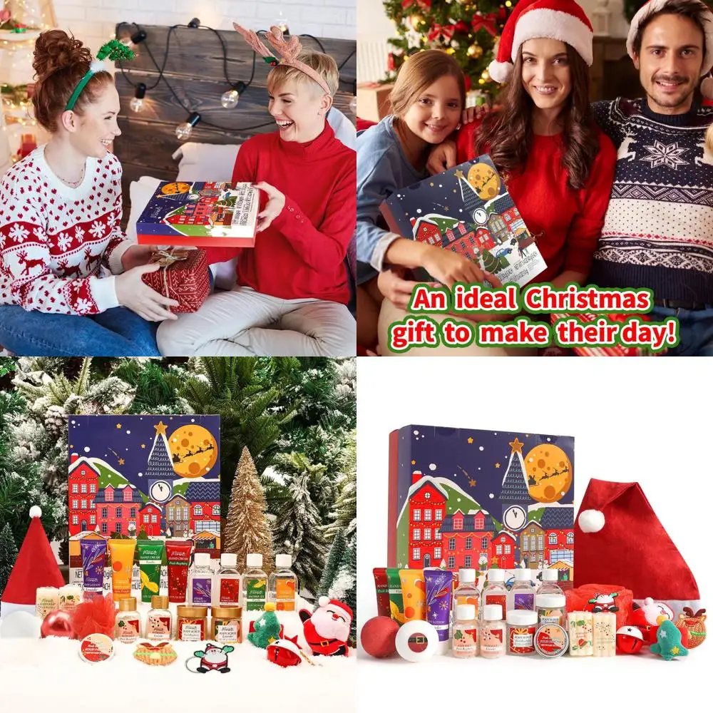 Set de regalo navideño para mujer de 24 piezas: loción corporal, crema de manos, gel de ducha, bombas de baño, regalos de spa para Año Nuevo
