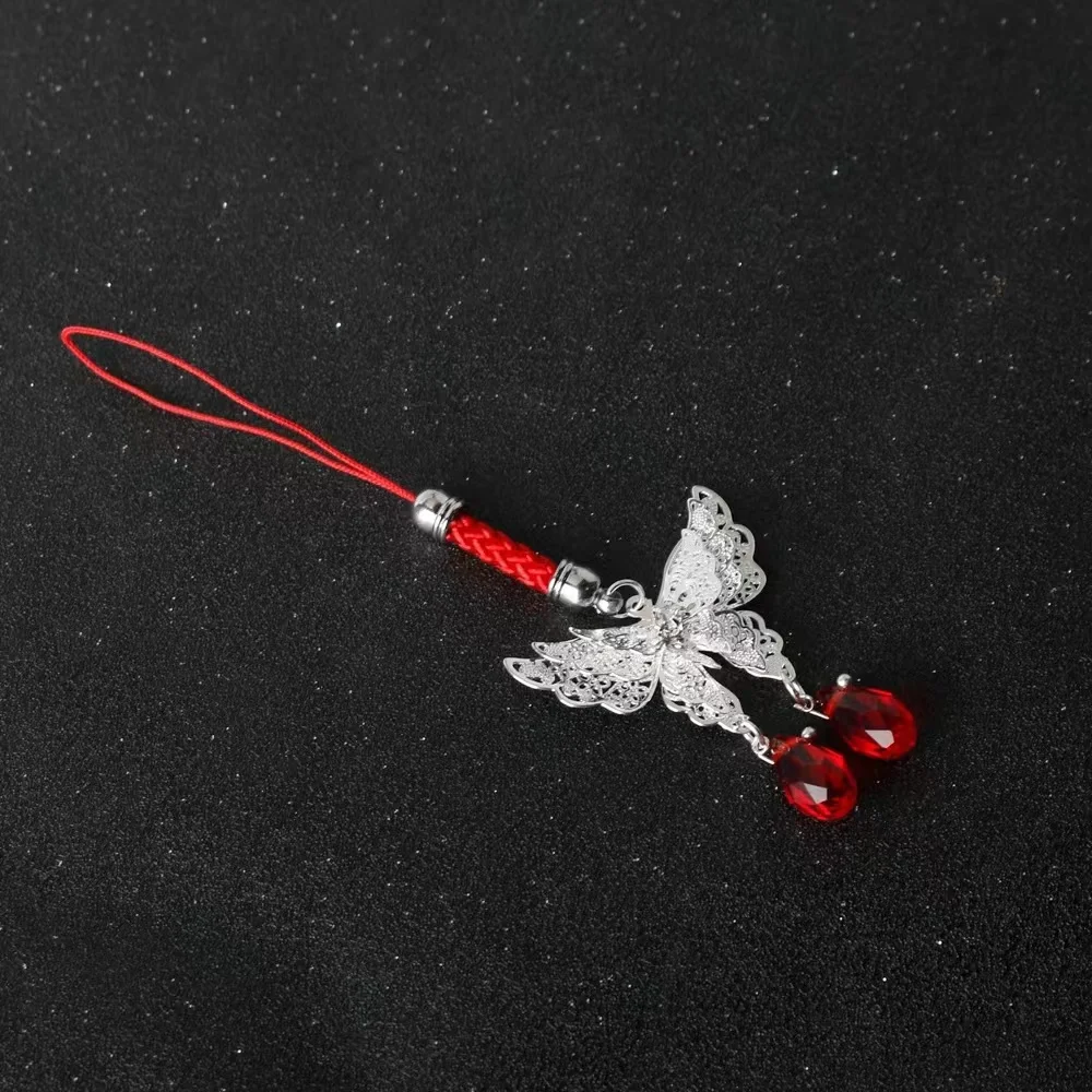 TGCF Cosplay Keychain Tian Guan Ci Fu Hua Cheng Xie Lian Butterfly Water Drop Phone Chain Hanging Rope Jewelry Fans Gifts