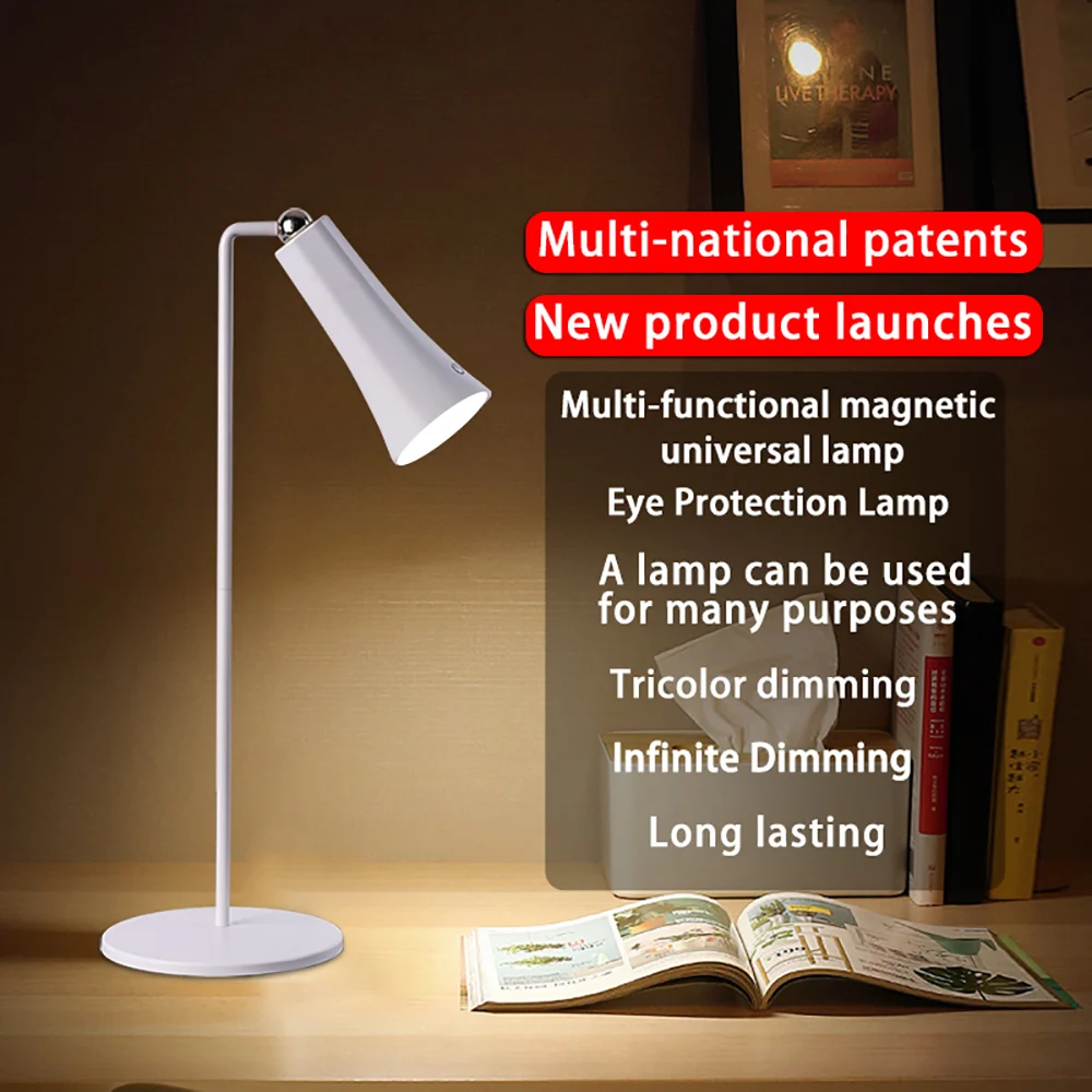 LED Desk Lamp Dimmable Eye Protection Touch Reading Lamps USB Rechargeable Wireless Table Lamp For Outdoor Camping Night Light