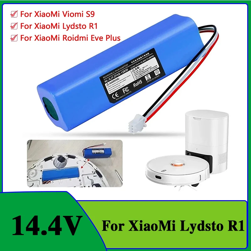Batteria agli ioni di litio originale da 12800 mAh per aspirapolvere Lydsto R1, Roidmi Eve Plus, Proscenic M7 MAX, M7 Pro, M8 Pro, U6, Lenovo LR1