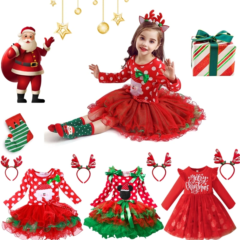 Christmas Baby Girl Dress Newborn My First Christmas Costumes Toddler Kid Tutu New Year Costume Girl Dress Infant Clothing Gifts