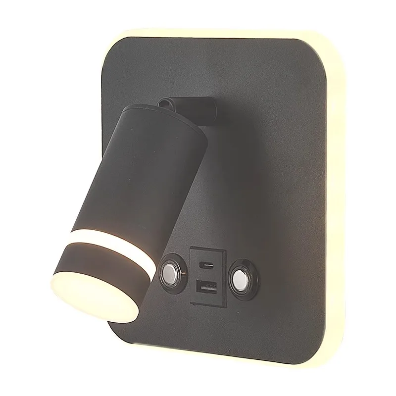 Moderne LED-Wand leuchte schwarz Touch Dimmen Nachttisch Lese lampe Wand scheinwerfer Licht USB Lade atmosphäre Nachtlicht