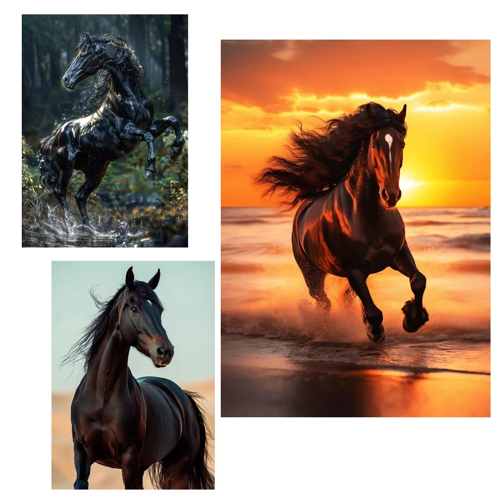 

Sunset Horses Animals 1000 PCS Jigsaw Puzzles Challenging Family Activity Games for Gameroom Bedroom Decoration Gift