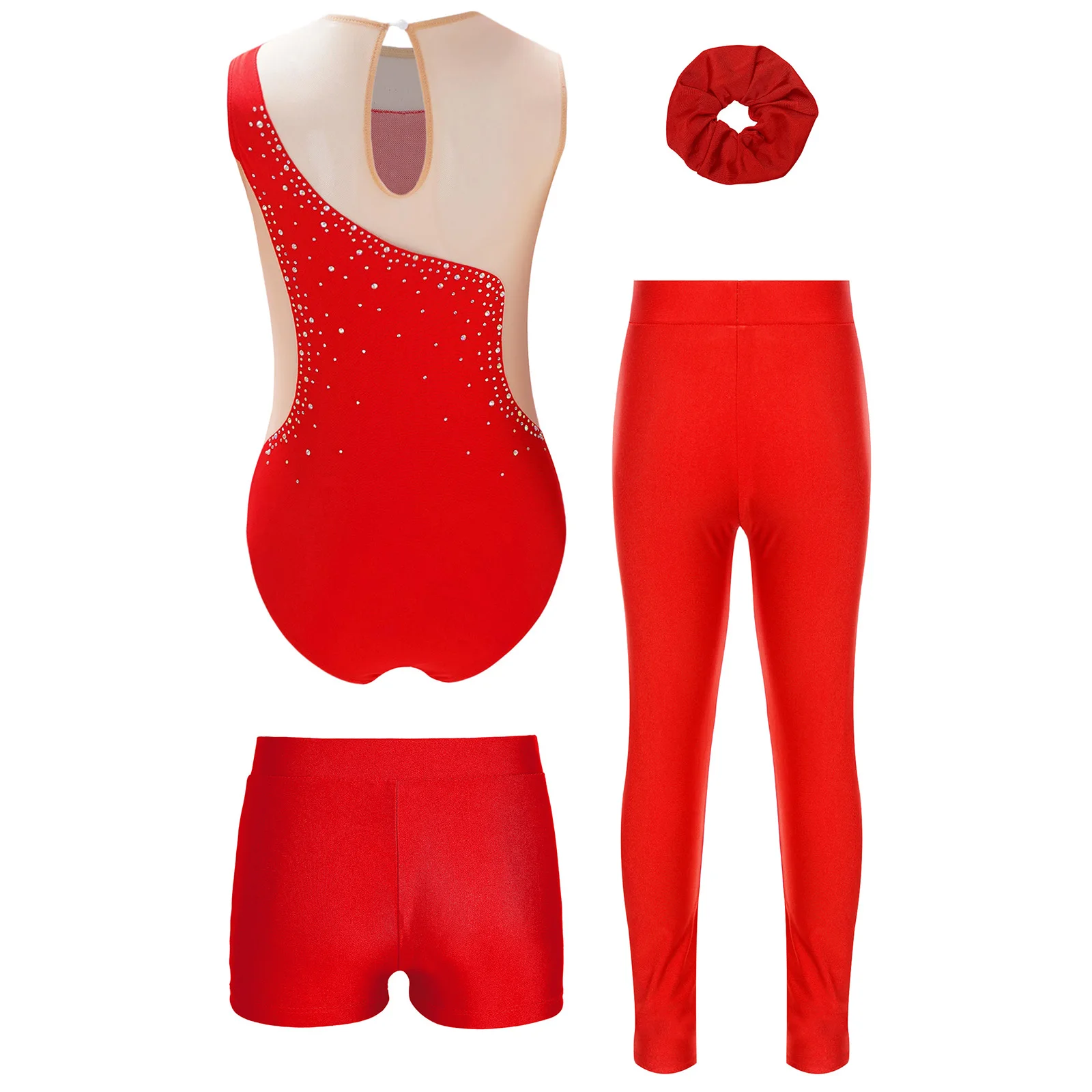 أطفال بنات الباليه الرقص مجموعات رياضية الجمباز تجريب Dancewear وتتسابق حجر الراين يوتار السراويل طماق أغطية الرأس #5