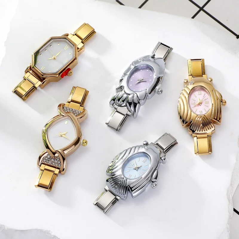 موصل ساعة الموضة الفولاذ المقاوم للصدأ صالح 9 مللي متر وصلات سحرية إيطالية المرأة ساعة مربعة رأس رابط سوار لتقوم بها بنفسك مجوهرات هدية #6