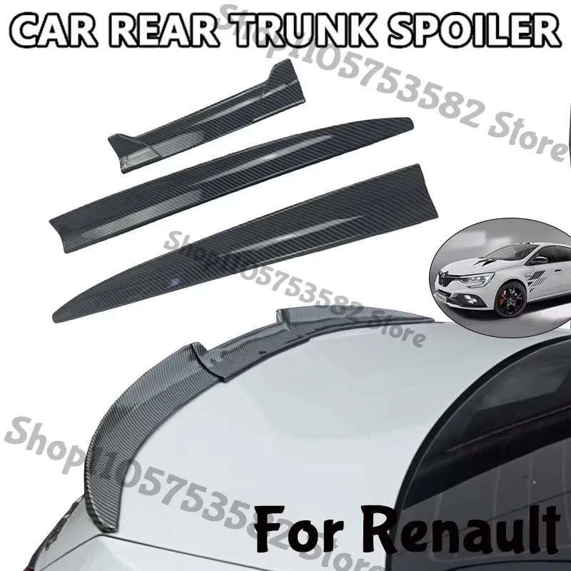 3Pcs DIY Cuttable Rear Trunk Spoiler Roof Wing Matte Black Universal Car Spoiler For Renault Sedan Hatchback Modification