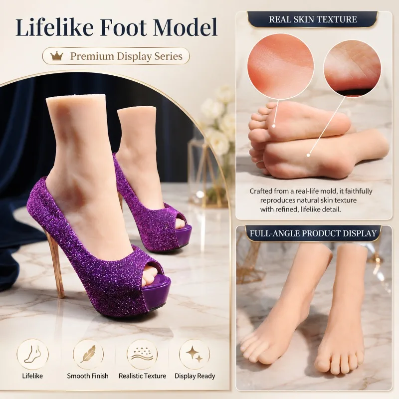 

Female Lifelike Tpe Silicone Foot Model Mannequin Feet Soft Simulation 1:1 Design Nail Art Manicure Training Sandal Display 36