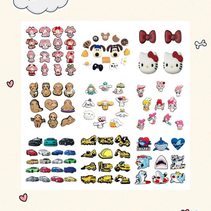 

series cute shoe accessories for clogs and beach sandals, PVC accessories, shoe buckles suitable as gifts for children.