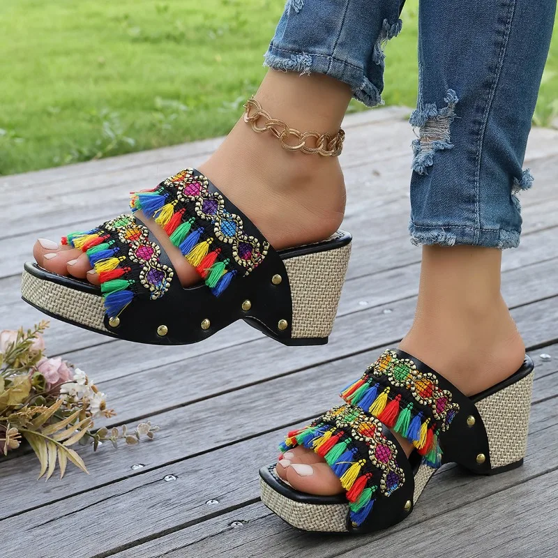 Bohemian Style Women Flip Flops Summer Beach Platform New Style Woman Slippers Summer New Unique Shoes Women Fashion Sandals