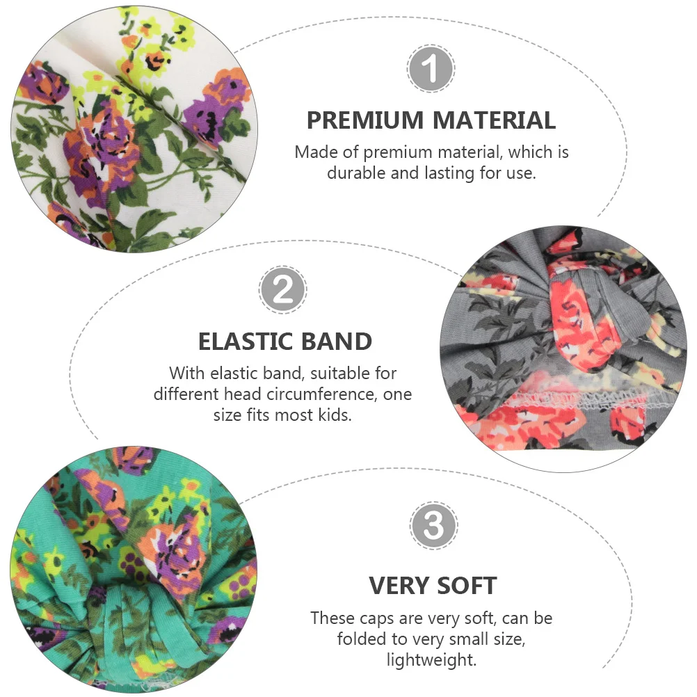 

2Pcs Sleep Cap Children Baby Headwear Bunny Ear Pattern Bowknot Elastic Band Printed Sleeping Hat Soft Lightweight for Home