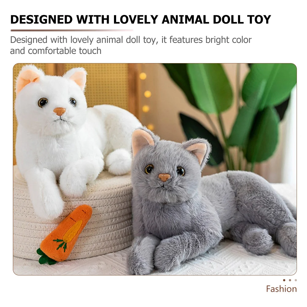 Plush Toy Baby Dolls Fluffy Cat Supple Adorable Animal Plaything Kids Room Ornament Stuffed Cartoon Household Child Decorative