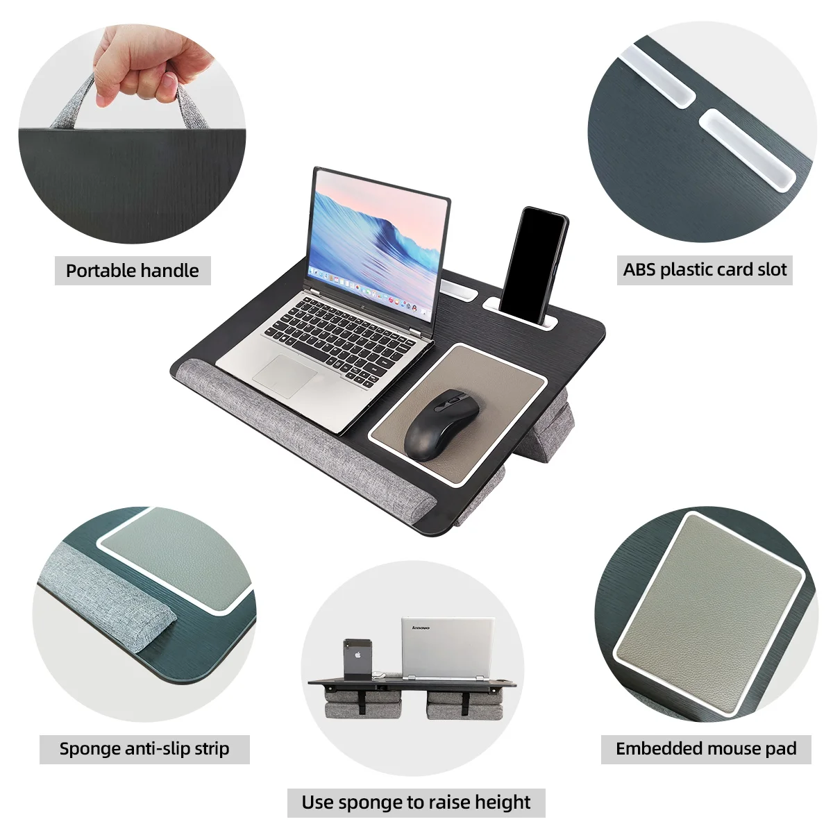 Escritorio Para Computadora Portátil, Mesa Plegable Para Laptop Con Soporte Para Tazas Y Ranura Para Tarjetas Bandeja Portatil Para Servir Escritorio Para Computadora Portátil, Mesa Plegable Para Laptop Con Soporte Para Tazas Y Ranura Para Tarjetas Bandeja Portatil Para Servir
