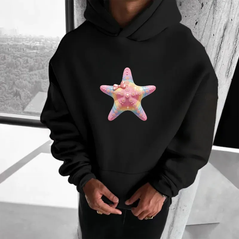 

Women's Hoodie Colorful Cute Starfish Pattern Print 2025 New Autumn and Winter Top Hooded Long Sleeved Women's Casual Clothing