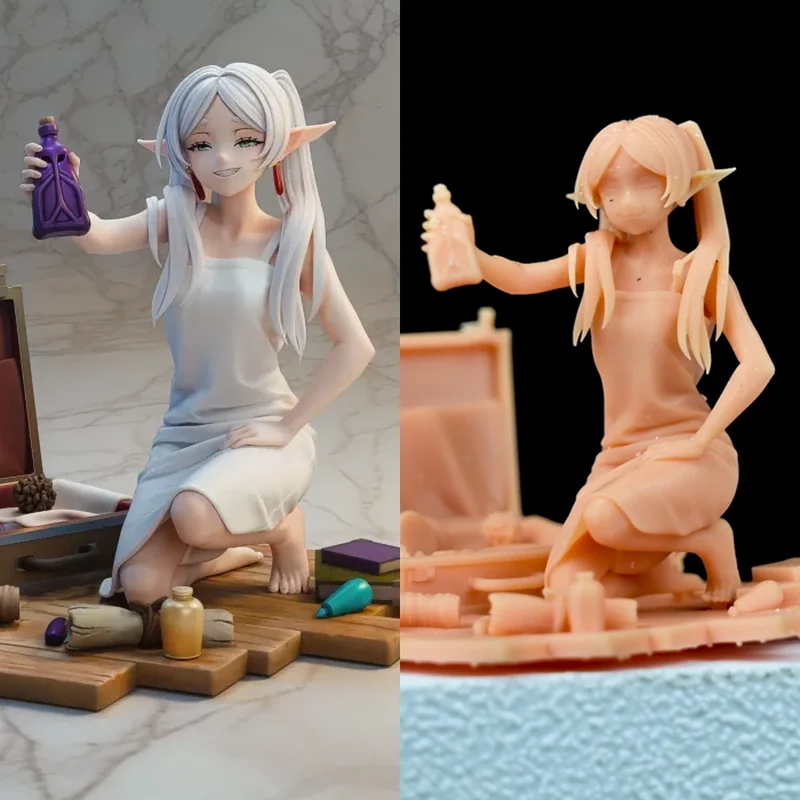 

Фигурка девушки в стиле аниме, сборка своими руками, высокое эстетическое значение, смола, микроминиатюрная фигурка, 3d печатная белая модель, в разобранном виде, неокрашенная