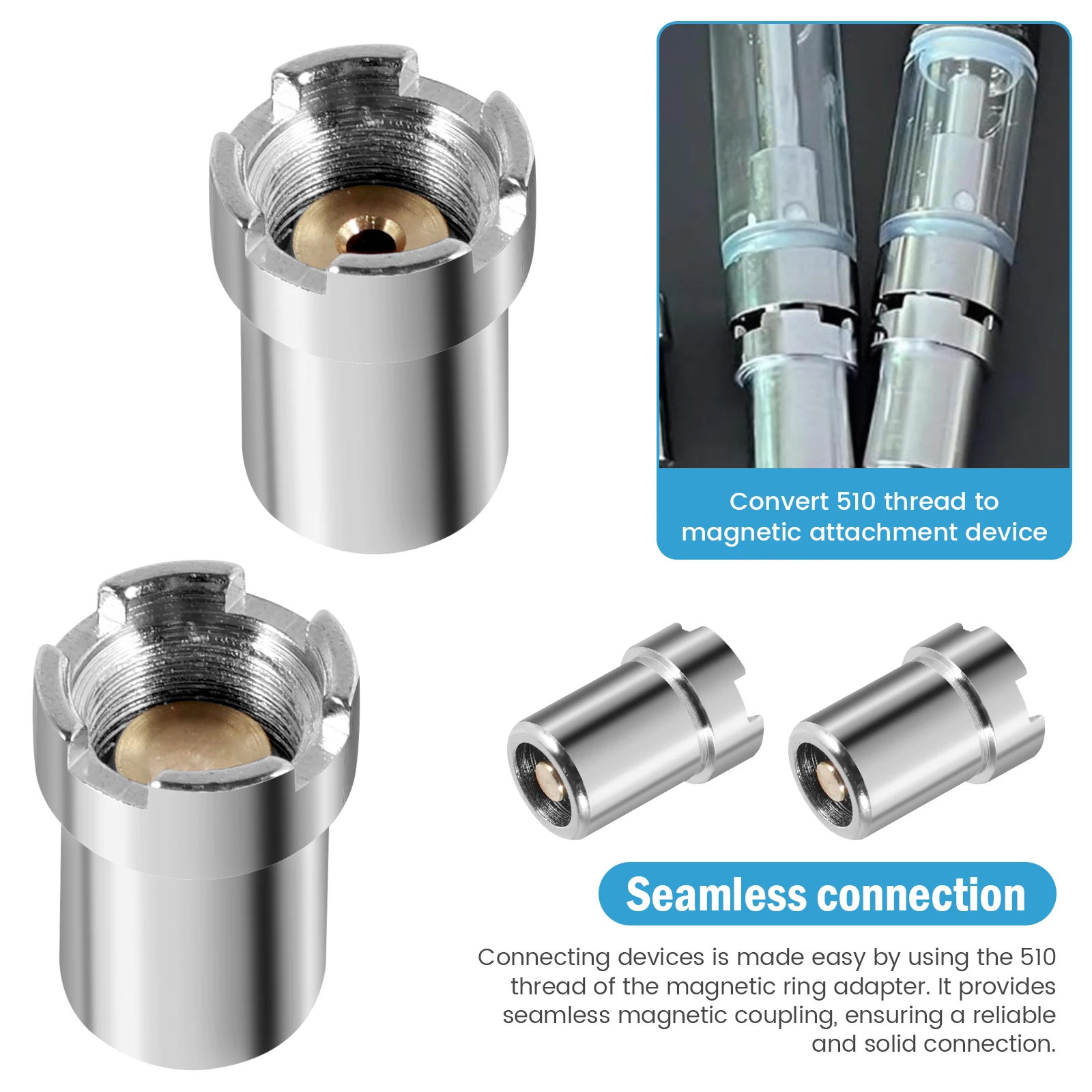 Imagem -05 - Conversor Magnético de Parafuso para Conexão Adaptador Roscado Aço Inoxidável 510 Ring Mod Converter 10 Pcs