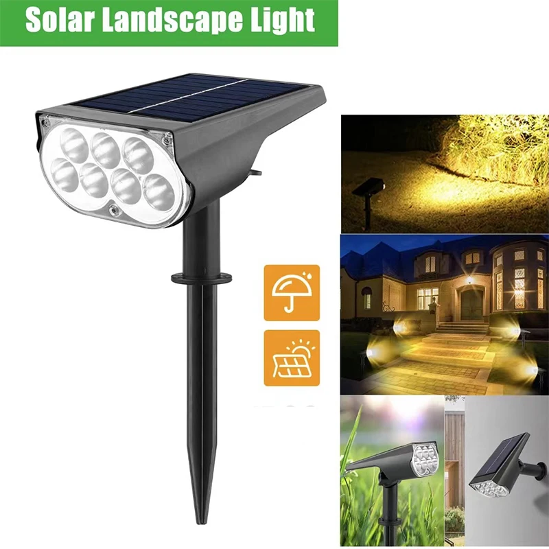 

1/2/3Pcs Solar Powered 7LED Lamp Adjustable Solar Spotlight In-Ground IP65 Waterproof Landscape Wall Light Outdoor Lighting